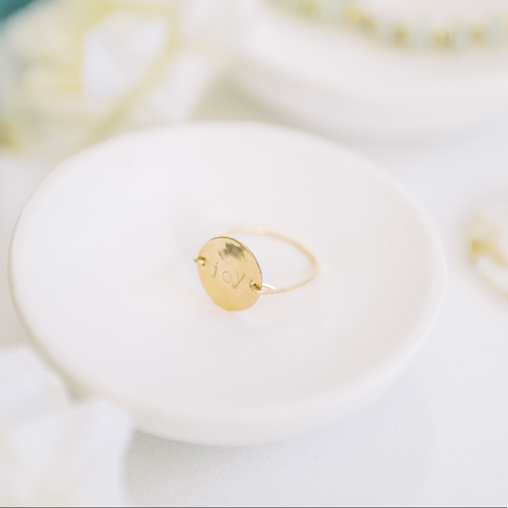Hand Stamped Gold Filled Circle Ring - Picture 4 of 7